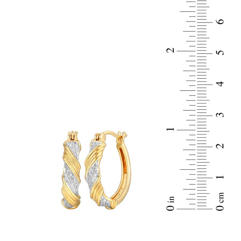 Diamond Accent Hoop Earrings in 18k Gold over Bronze - Stylish Jewelry Gift