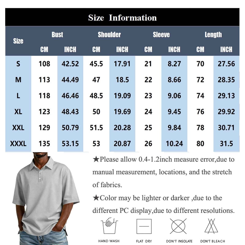 Men's Short Sleeve Polo Shirt - Classic Fit Golf T-Shirt for Casual Wear