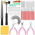Jewelry Making Tool Kit with Pliers, Ring Sizer, Hammer & Polishing Tools
