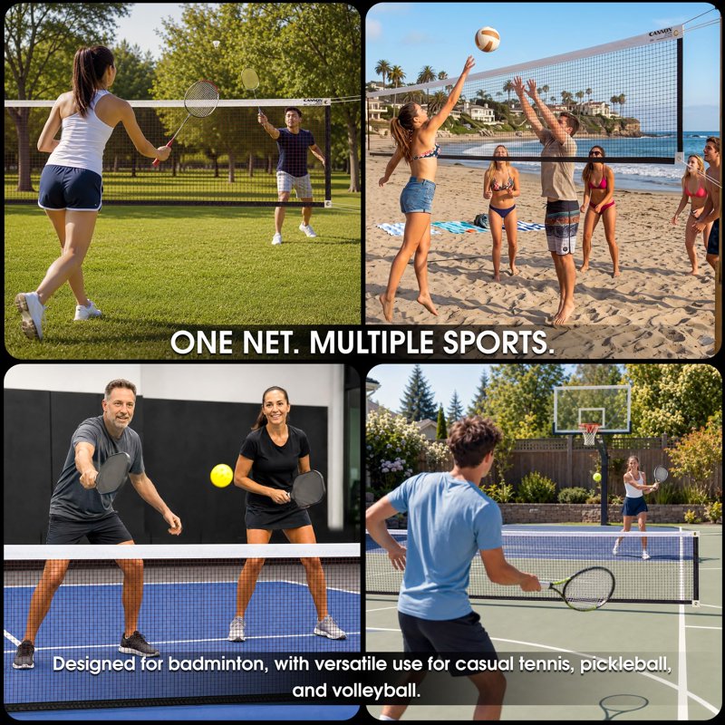 20 Ft Badminton Net for Backyard & Tournament Play - Durable Outdoor & Indoor Use
