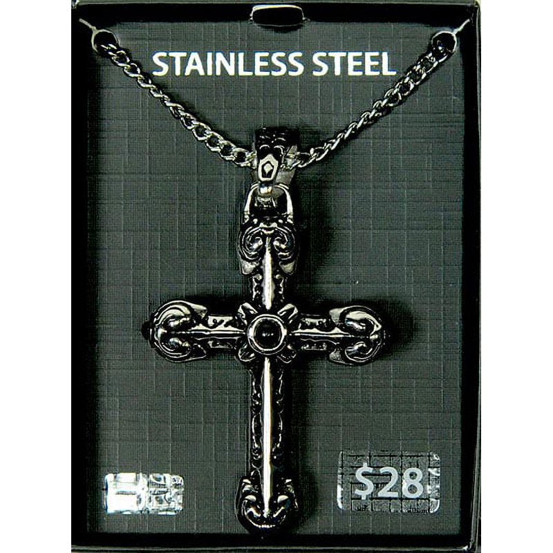 Men's Celtic Cross Stainless Steel Pendant 24 Inch Chain Gothic Jewelry