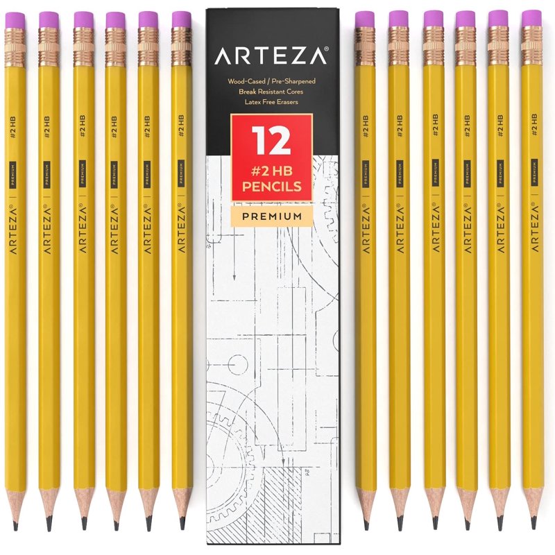 Bulk Wood Cased Pencils #2 HB - Pre-Sharpened, Break-Resistant Lead for Drawing & Writing
