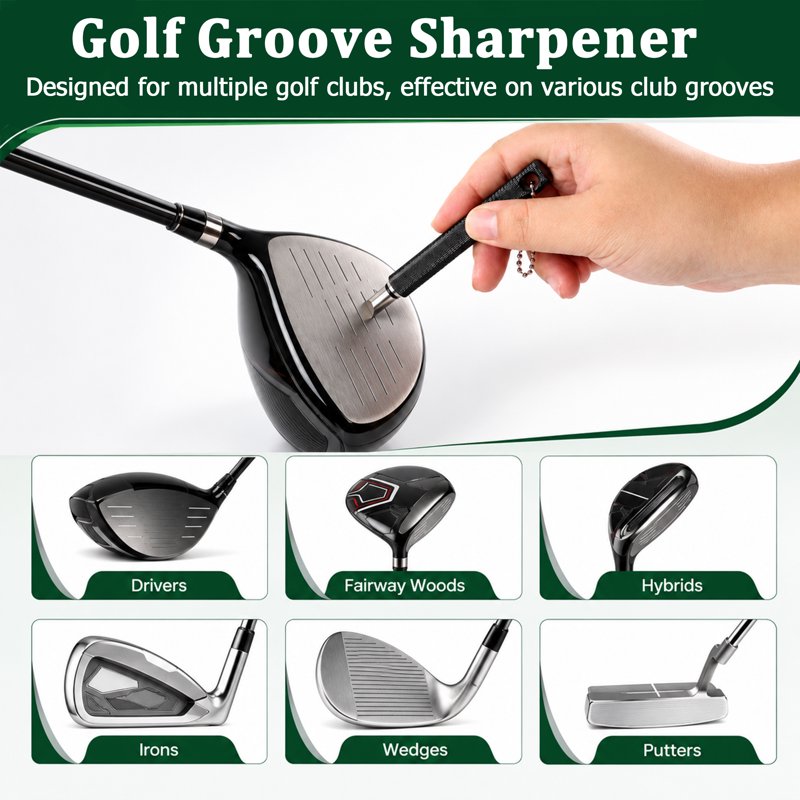 Golf Club Cleaner Brush with Water Bottle & Clip - Portable Groove Cleaner