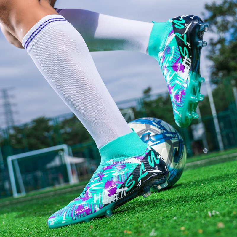 OnyxTrek Unisex High-Top Soccer Cleats – Graphic Printed Football Shoes, EU37 (Men) X2407 AG Green