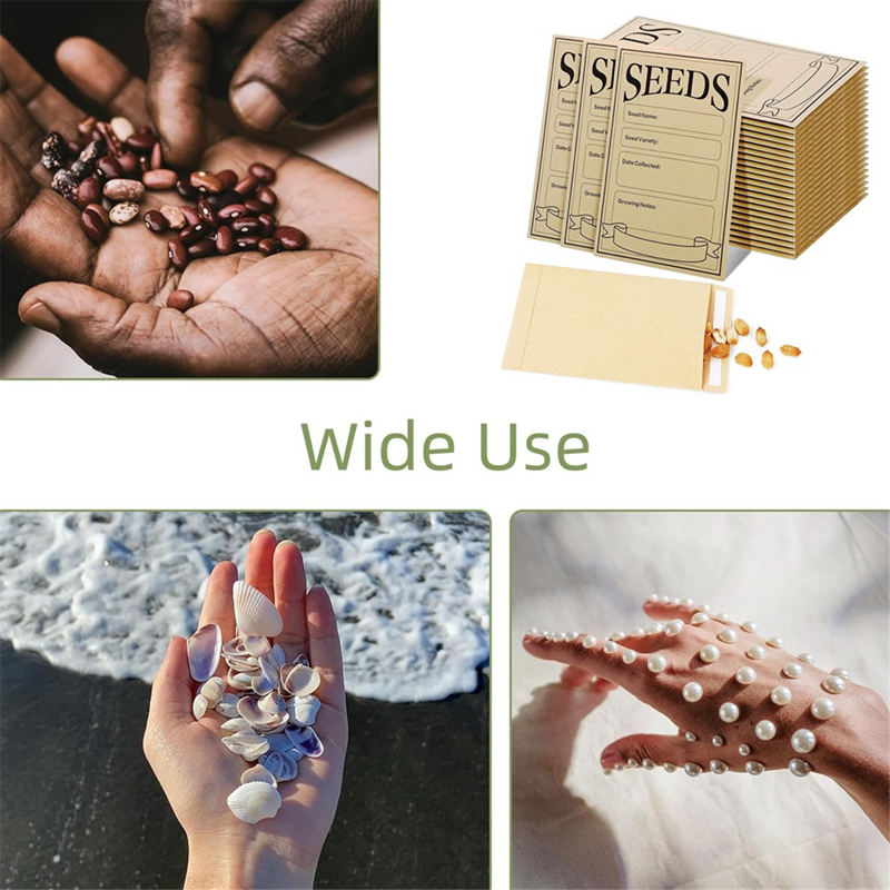 Self Sealing Kraft Seed Packets Envelopes - 100 Pack Small Seed Storage Bags
