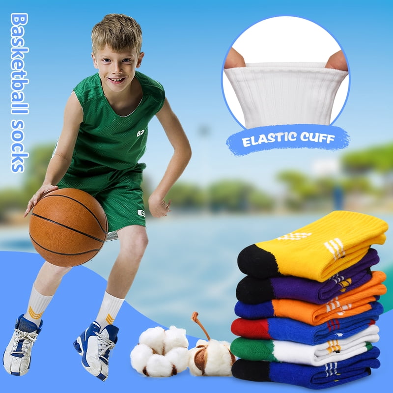 Kids Athletic Sports Socks - Basketball, Soccer & More - 6 Pairs