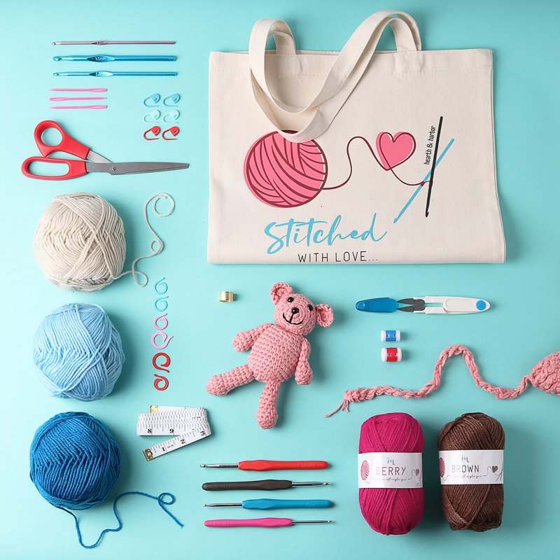 Crochet Craft Kit for Beginners - 75 Yards Yarn, Hooks, Accessories & Storage