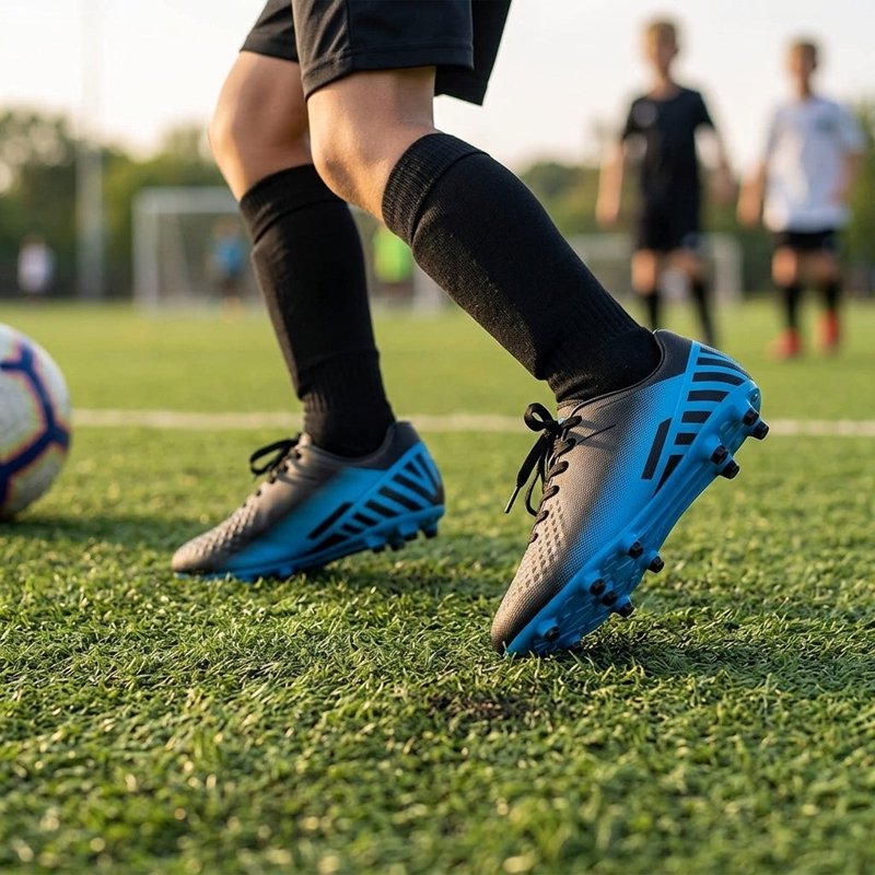 Vizari Kids Soccer Cleats - Firm Ground Football Shoes for Boys & Girls, Black Sky Blue
