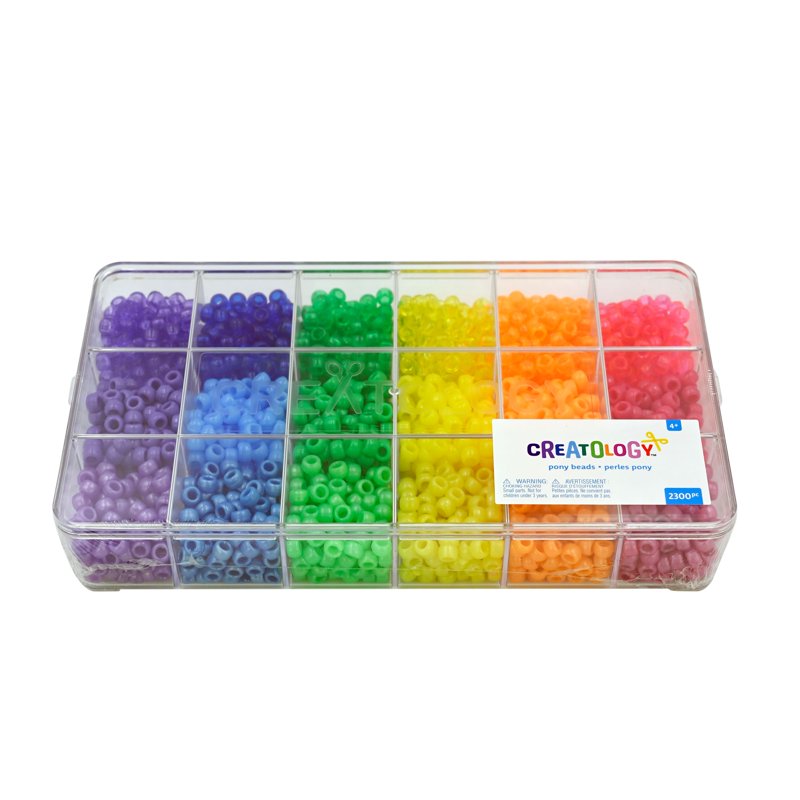 Rainbow Pony Bead Set for Kids - 2300 Acrylic Craft Beads for Jewelry Making