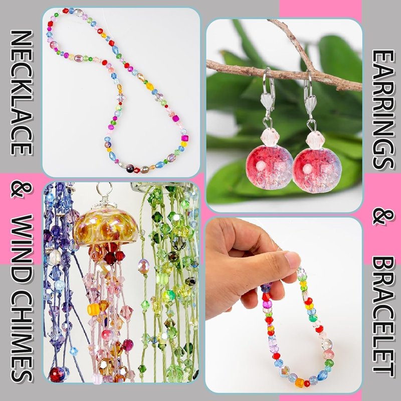 Multicolor Glass Beads for Jewelry Making - 636 Pcs Crystal Loose Beads Set