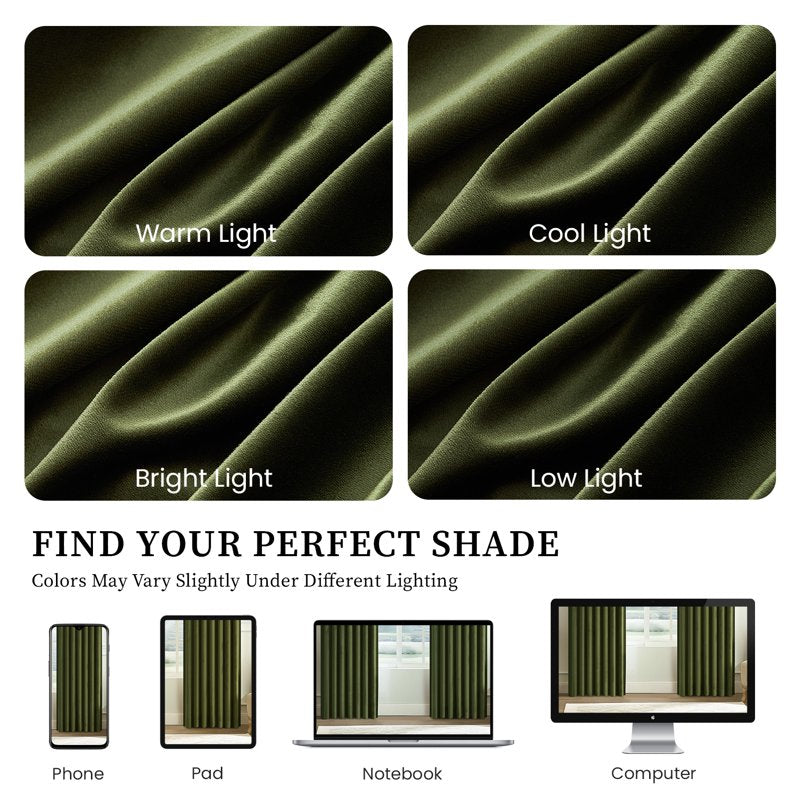 Blackout Velvet Curtains - Thermal Insulated Window Drapes for Bedroom & Living Room