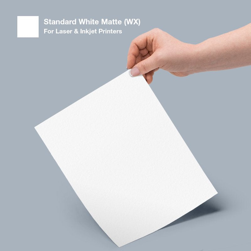 White Matte Sticker Paper for Inkjet & Laser Printers - 8.5 x 11 Inches