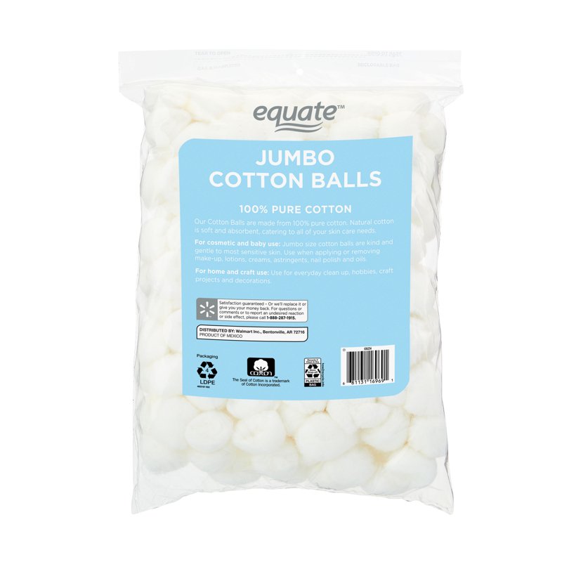 Jumbo Cotton Balls Pack of 400 - Soft, Absorbent, Multi-Purpose Cotton for Skincare & DIY