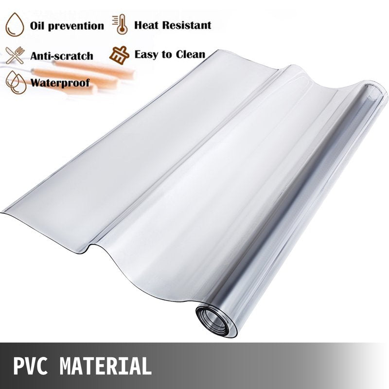 Clear PVC Table Cover Protector 90 x 44 Inch, 1.5mm Thick Waterproof & Heat-Resistant