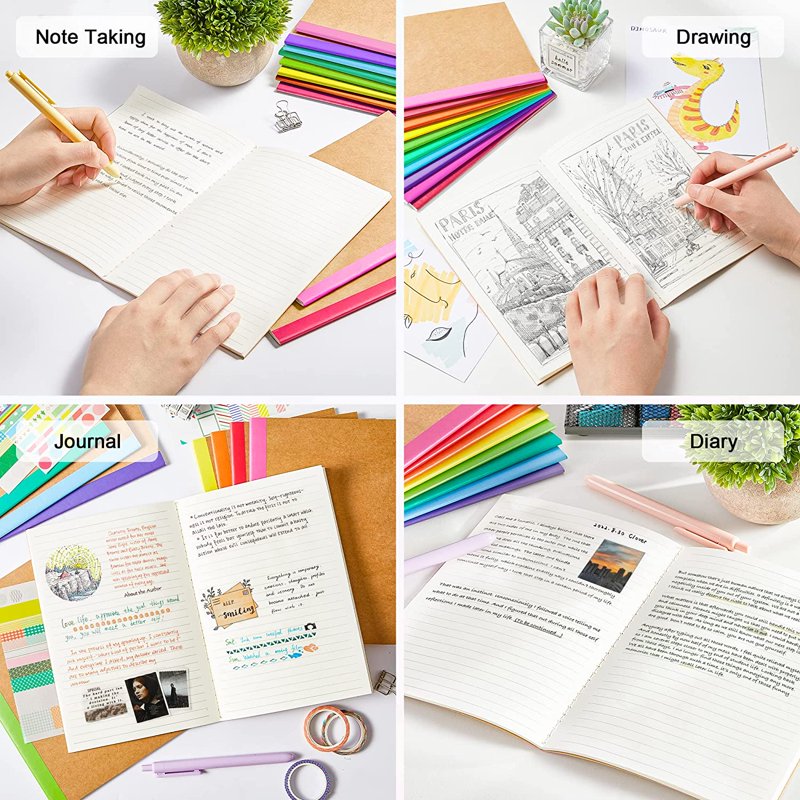 Bulk Composition Notebooks with Kraft Covers and Rainbow Spines - 60 Pages, A5, Portable School & Office Journals