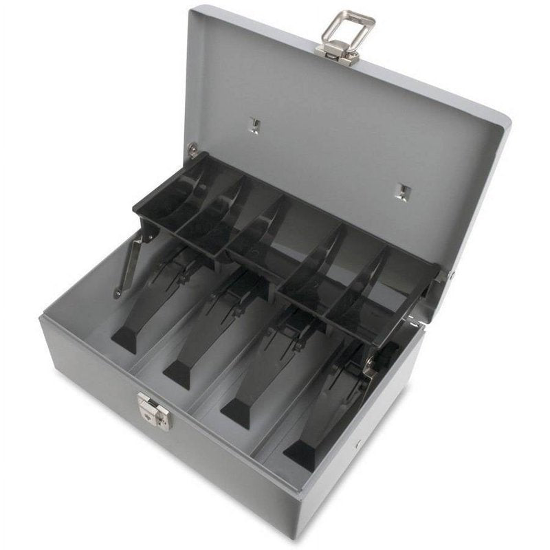 Steel Cash Box with 5-Compartment Coin Tray Lockable Money Storage