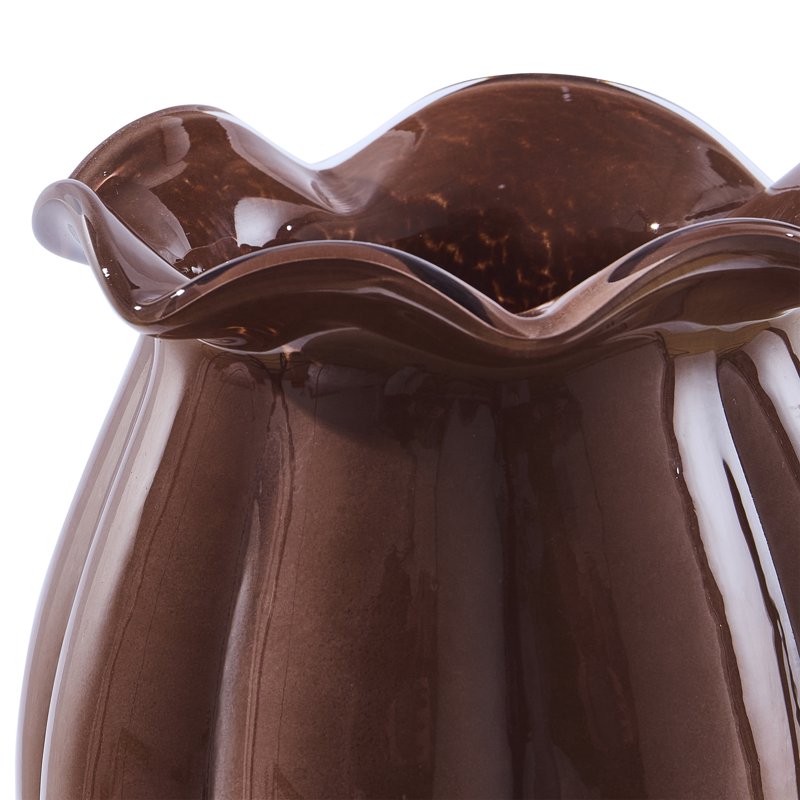 Brown Milky Glass Vase - 9 Inch Decorative Home Accent