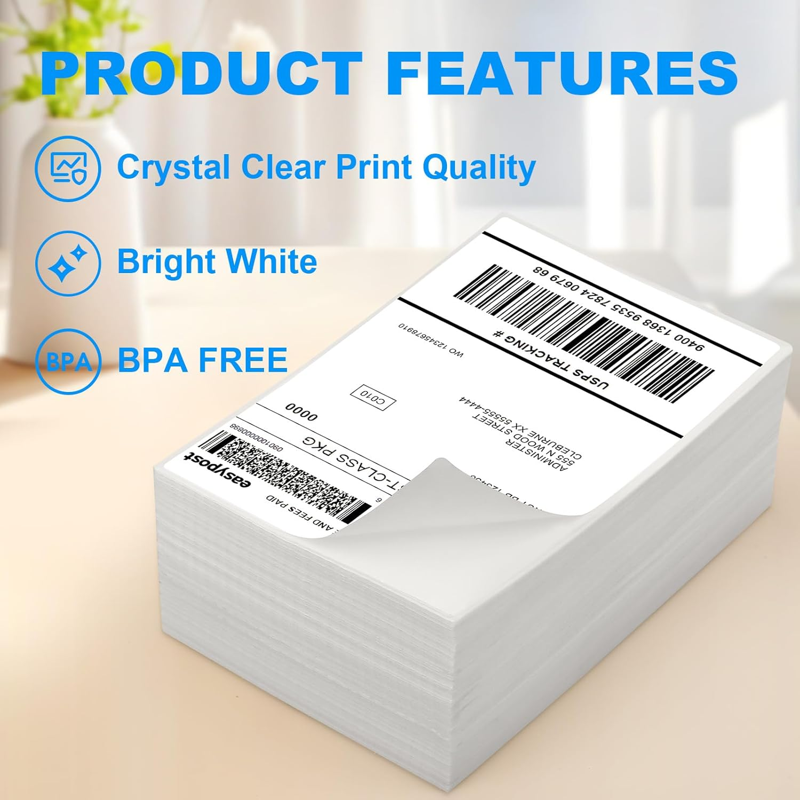 4x6 Thermal Shipping Labels - 500 Pack, Commercial Grade, Perforated, Water-Resistant