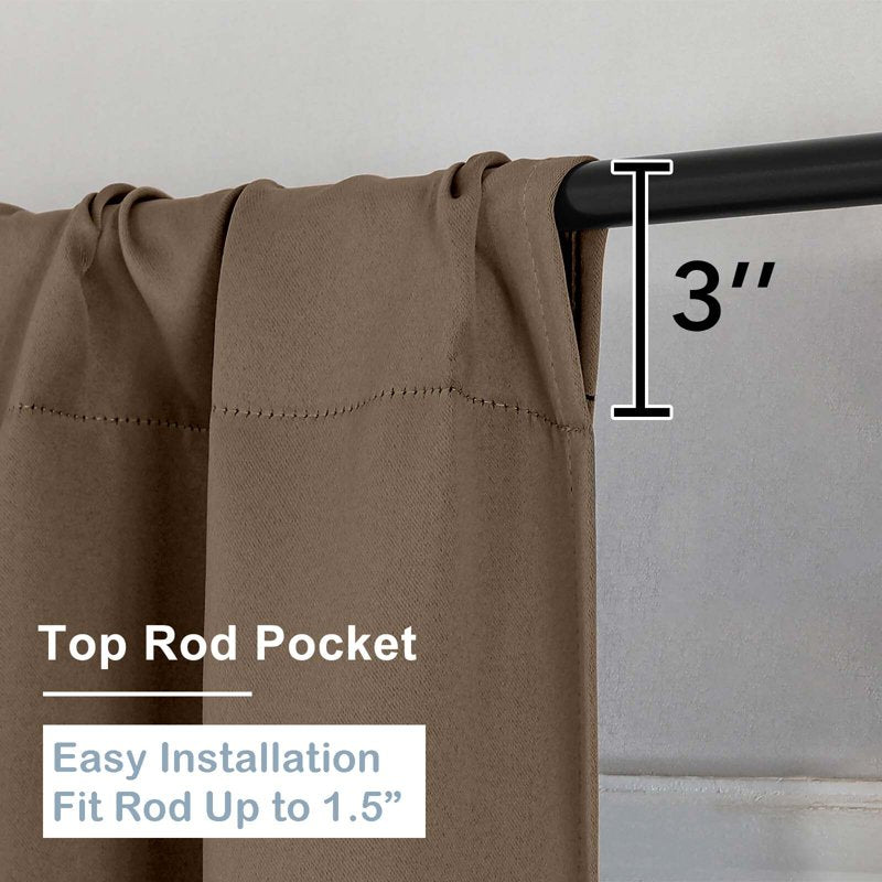 Blackout Curtains 96 Inch Long Room Darkening Drapes with Rod Pocket - Insulated Thermal Window Treatment
