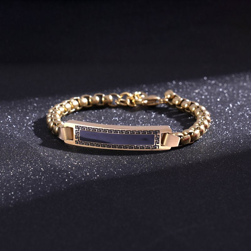Men's 18K Gold Plated Stainless Steel ID Bracelet - Classic Jewelry