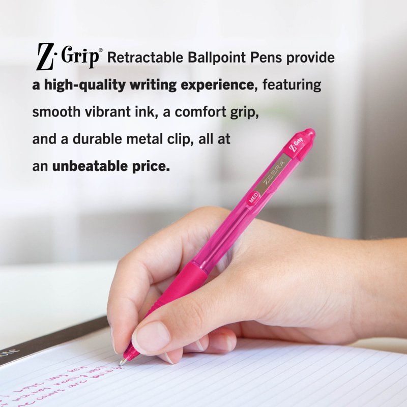 Zebra Z-Grip Retractable Ballpoint Pens 1.0mm Assorted 7 Pack