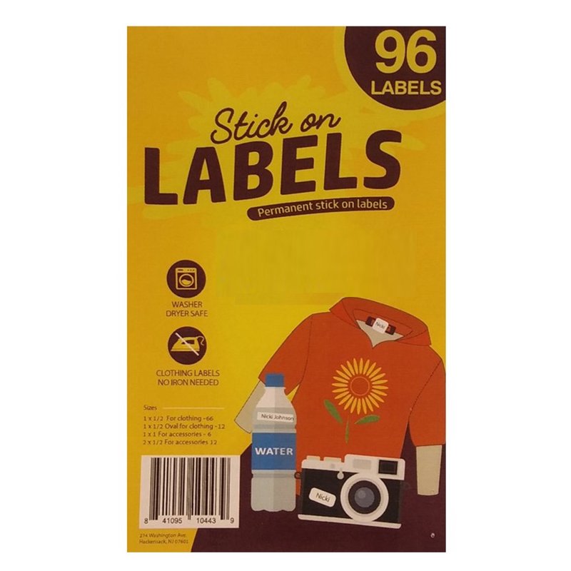 Writable Fabric Labels 96 Pack - Washable, Self-Stick, No-Iron Clothing Tags