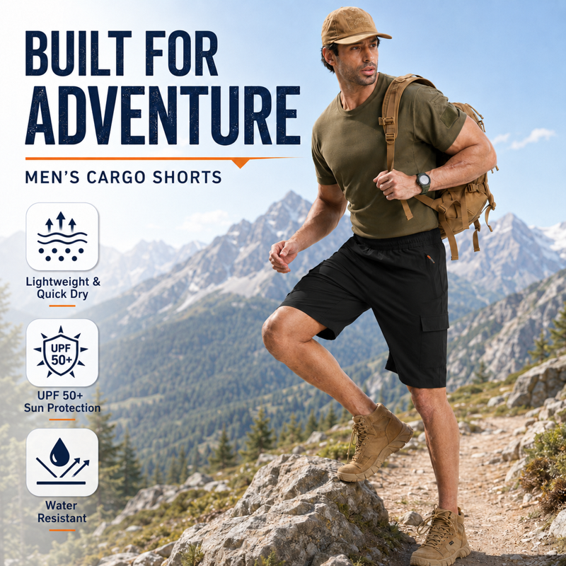 Men's Lightweight Quick Dry Hiking Shorts with Sun Protection and Multiple Pockets