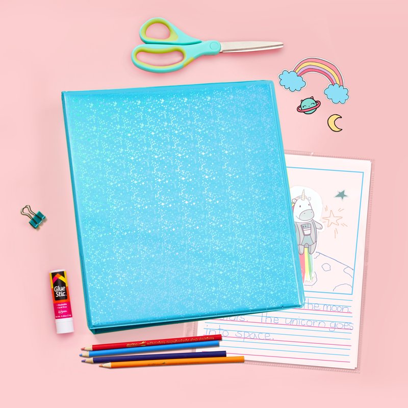 Avery Luxe Collection Holographic 1-Inch Binder Aqua - Customizable Starry Night Design