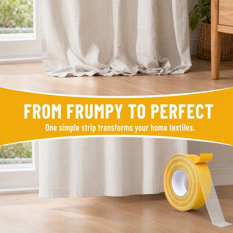 Heavy Duty Double Sided Fabric Tape for Hemming Clothing & Curtains - 1 Inch x 200 Inches