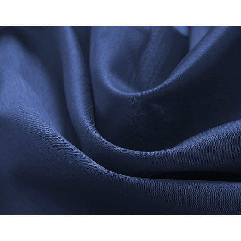 Navy Blue Sheer Window Curtains Set of 2 - Light-Filtering Voile Panel, 55x63 Inches