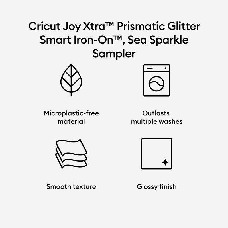 Glitter Iron-On Vinyl for Cricut Joy Xtra - Sea Sparkle 3-Pack 9.5"x12"