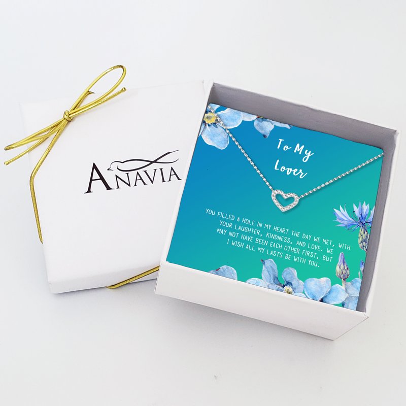 Lover Necklace Gift with Crystal Heart & Quote Card - Sterling Steel Jewelry for Romantic Occasions