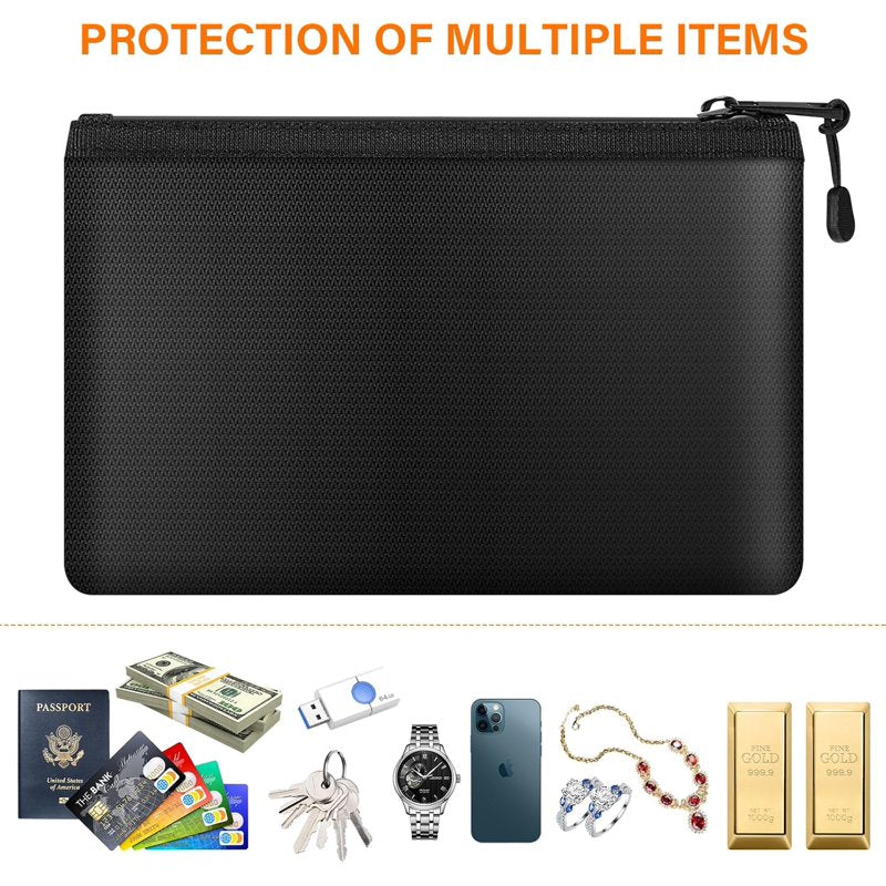 Fireproof Document Bag Waterproof Safe for Important Files Cash Jewelry - Small, Portable