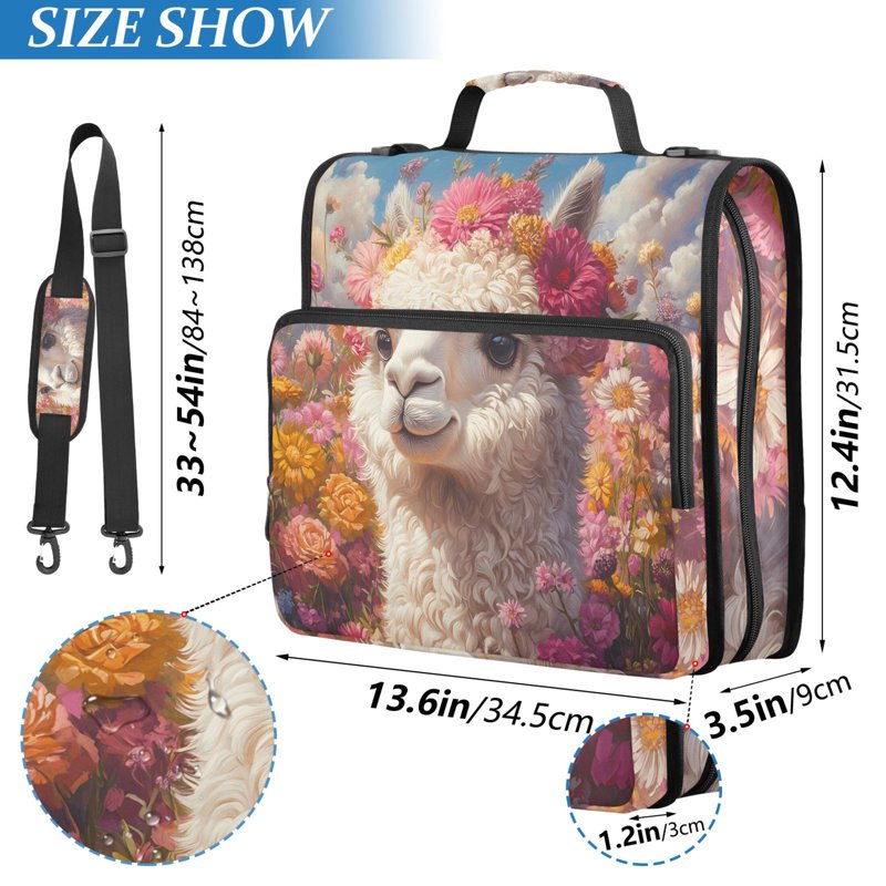 Large Capacity Waterproof Zipper Binder with Shoulder Strap, Holds 500 Sheets
