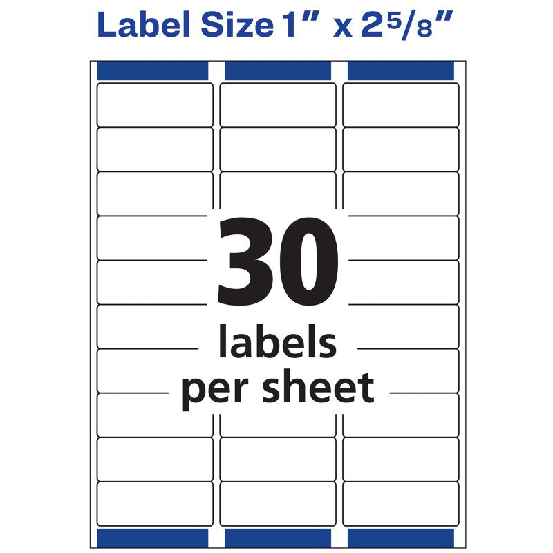 Self-Adhesive Address Labels for Laser & Inkjet Printing 1" x 2-5/8" Matte White - Pack of 300+