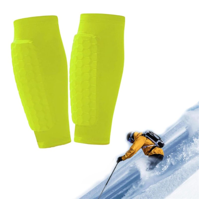 Shin Guard Socks - Kids/Teens & Adults Calf Sleeves with Honeycomb Pads, Green XS