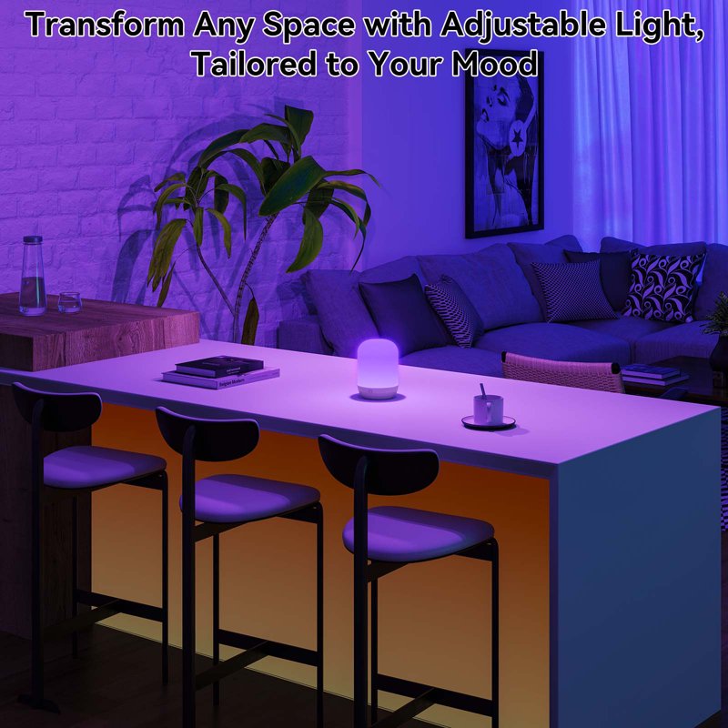 Sunmory Magnetic Rechargeable Night Light Table Lamp - 12 RGB Colors, 3 Warm/Natural/Cold Temps, Dimmable with Remote, 3-Wite LEDs