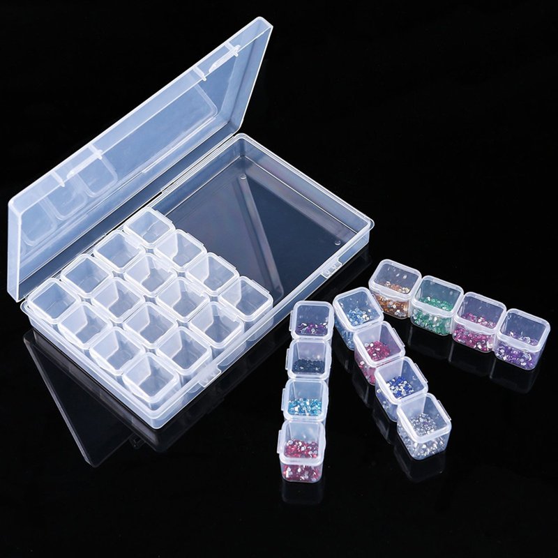 Diamond Bead Storage Box with 28 Compartments and Labels - Plastic Organizer Container