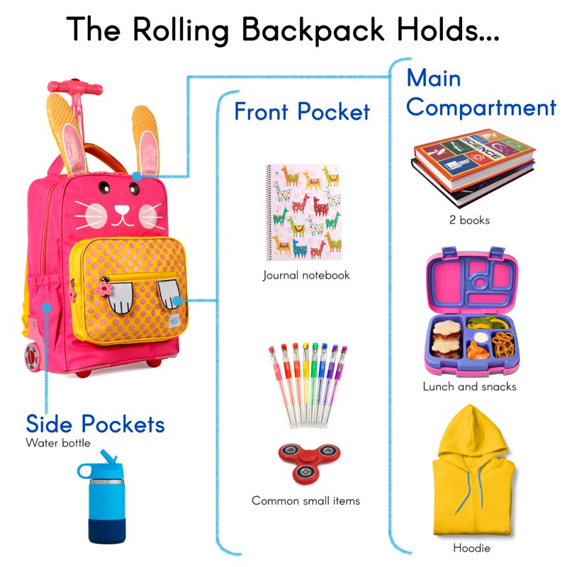Kids Rolling & Convertible Backpack with Wheels and Shoulder Straps | Durable & Water-Resistant