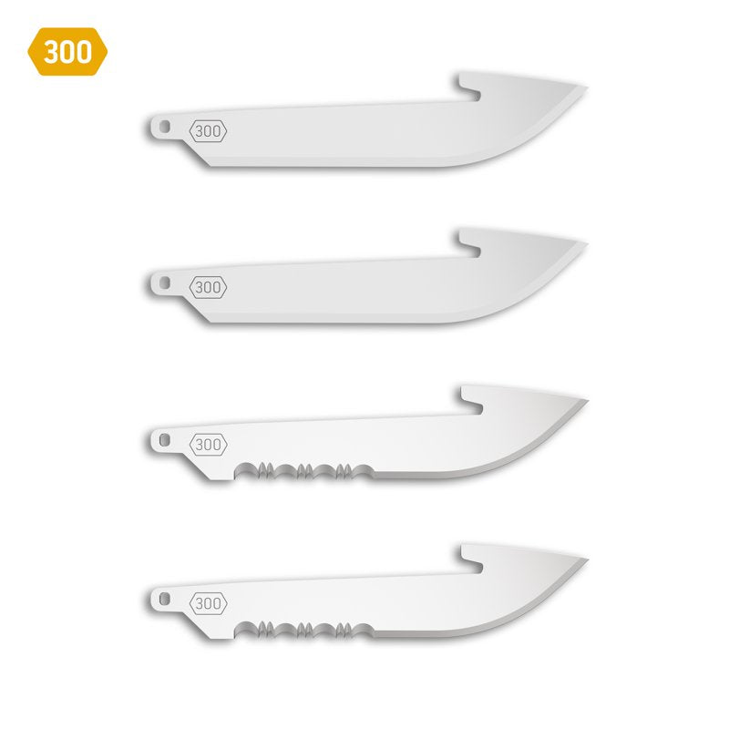 Outdoor Edge 3.0" Drop-Point Replacement Blades 4 Pack - Serrated & Plain Edges