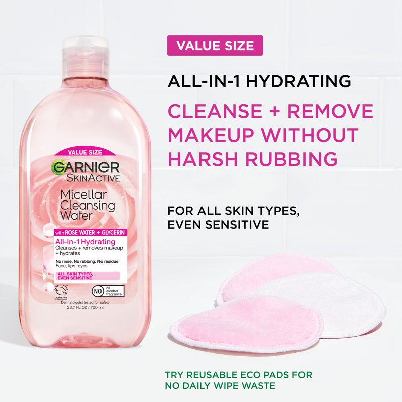 Micellar Cleansing Water All in 1 Hydrating Rose Makeup Remover & Face Cleanser