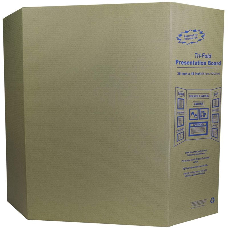 White Tri-Fold Presentation Board 36x48 Inch Portable Display for School & Business