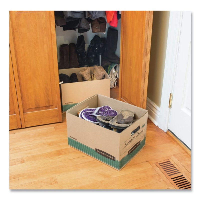 Medium-Duty Recycled Storage Boxes for Office & Home Filing - Kraft/Green