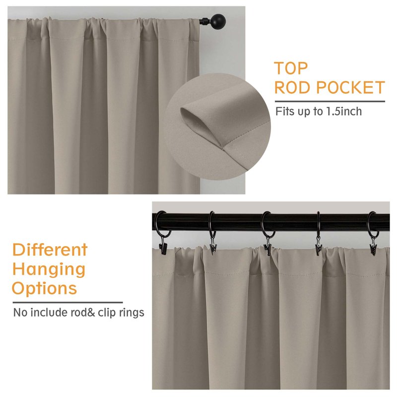 Blackout Curtains 84 Inch Long Thermal Insulated Noise Reducing Solid Window Drapes