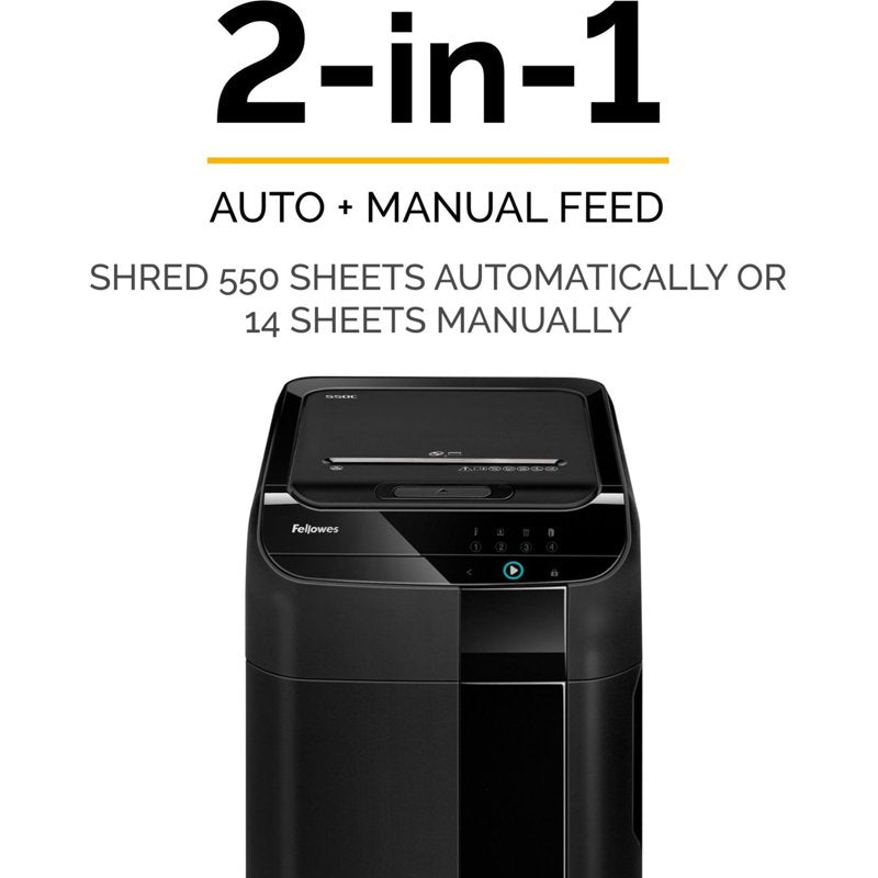 Auto Feed Cross-Cut Paper Shredder 550 Sheet Capacity with CD/DVD & Staples