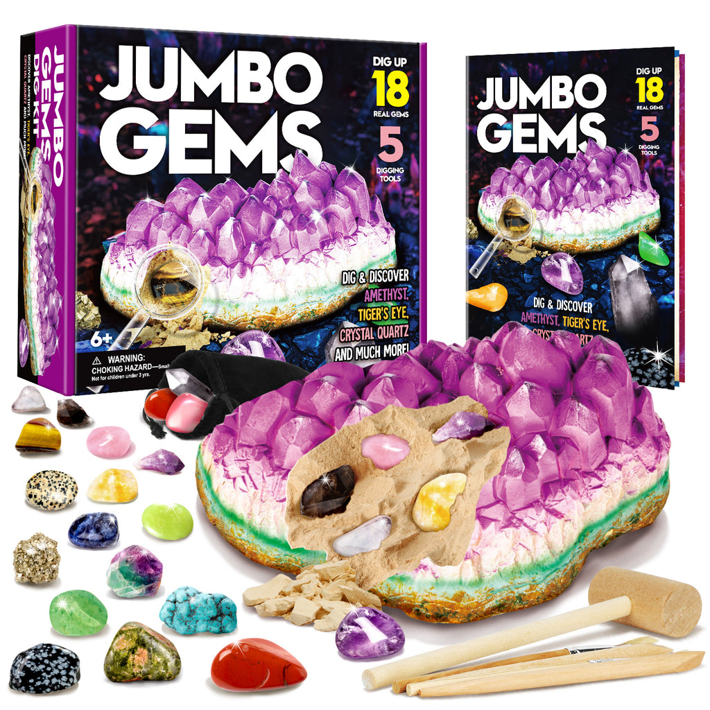 Gemstone Dig Kit for Kids - Real Crystals & Geology Science Activity