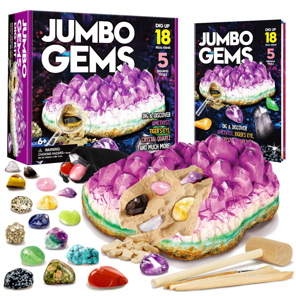 Gemstone Dig Kit for Kids - Real Crystals & Geology Science Activity