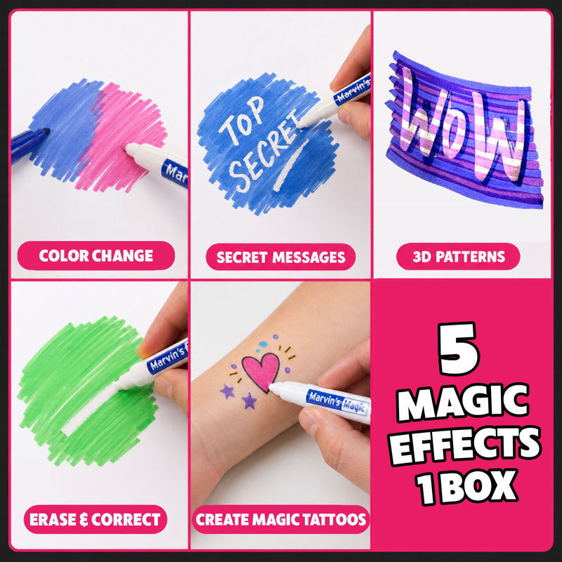 Magic Pens Set for Kids - 25 Color-Changing, Invisible & 3D Art Supplies