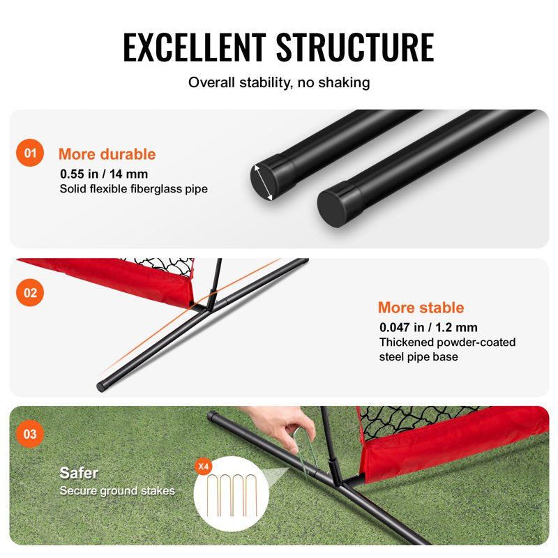 Portable Sports Barrier Net 12x9 ft Backstop for Baseball Softball Soccer Lacrosse