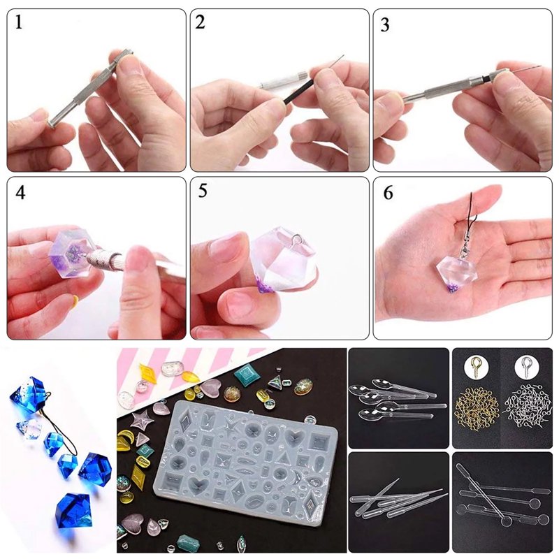 Resin Molds Kit 229 Pieces for Jewelry Making, Silicone Casting Tools for Beginners